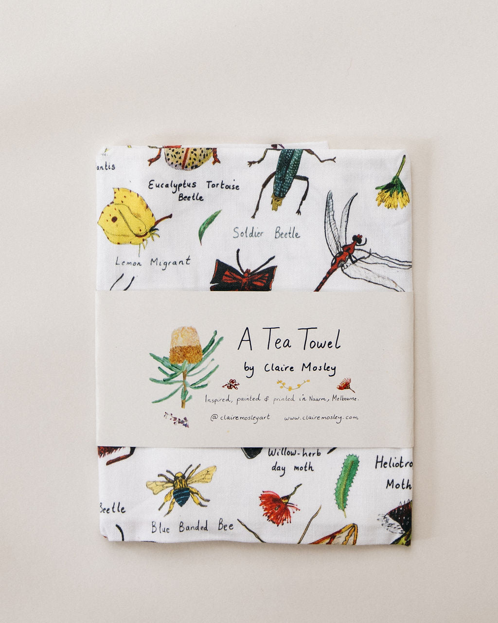 A Tea Towel ~ Insect Friends of Narrm